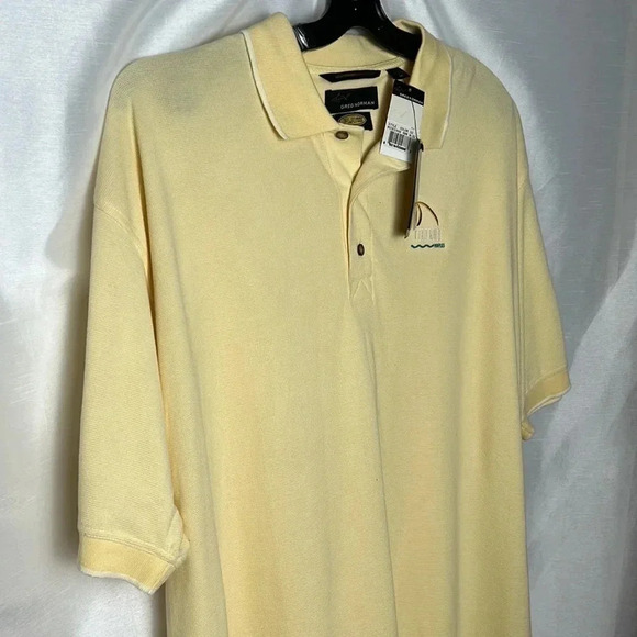 GREG NORMAN PLAY DRY SYSTEM YELLOW  GOLF SHIRT ! - Picture 4 of 12
